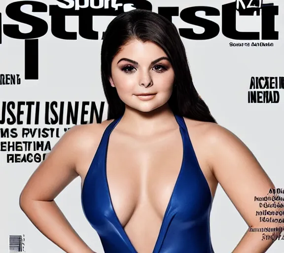 Prompt: Ariel Winter on the Cover of sports illustrated swimsuit edition magazine, XF IQ4, 150MP, 50mm, F1.4, ISO 200, 1/160s, natural light