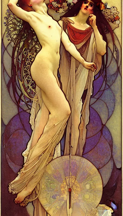 Image similar to the two complementary forces that make up all aspects and phenomena of life, by Alfons Maria Mucha