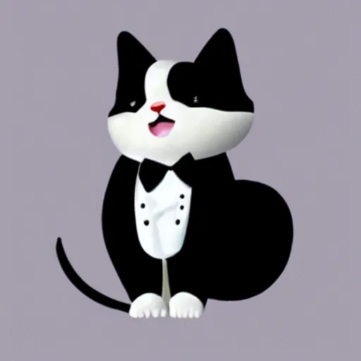 Prompt: an emoji of a tuxedo cat wearing a tuxedo,