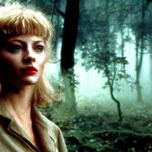 Image similar to laura palmer in the woods. still from blade runner -