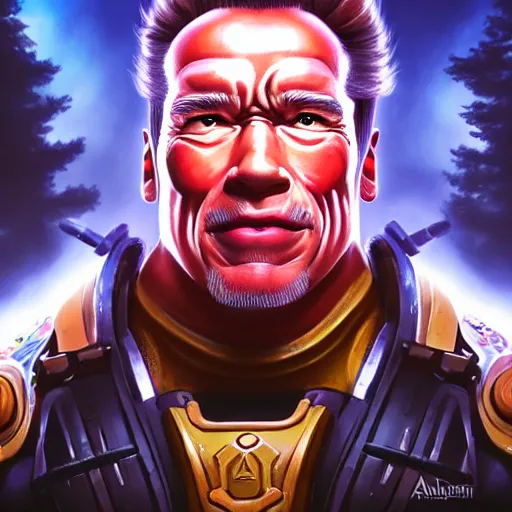 Image similar to a screenshot of arnold schwarzenegger as mei in overwatch, portrait, fantasy, beautiful face, vivid colors, elegant, concept art, sharp focus, digital art, hyper - realistic, 4 k, unreal engine, highly detailed, hd, dramatic lighting by brom, trending on artstation