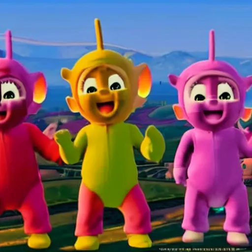 Image similar to The teletubbies on GTA V