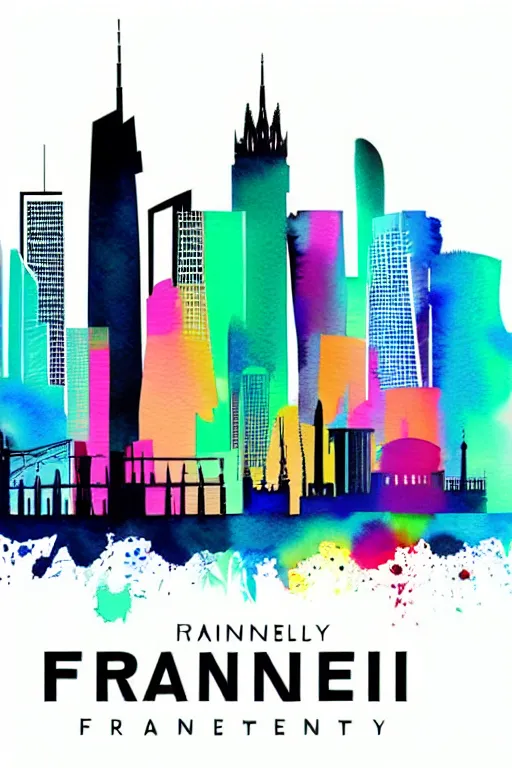 Prompt: minimalist watercolor art of frankfurt skyline, illustration, vector art