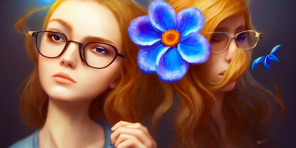 Image similar to epic professional digital art of a bread toast!!! wearing 👓!!!! and a blue flower!!!!, best on artstation, cgsociety, wlop, cosmic, epic, stunning, much detail, much wow, masterpiece, backlight