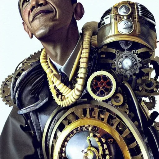 Prompt: barack obama as a steampunk cyborg