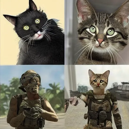 Image similar to cats in the style of call of duty