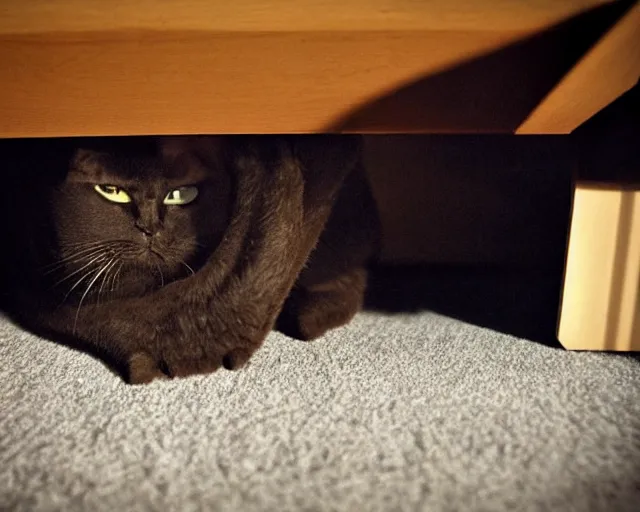 Prompt: the monster under my bed is actually a shadowy cat