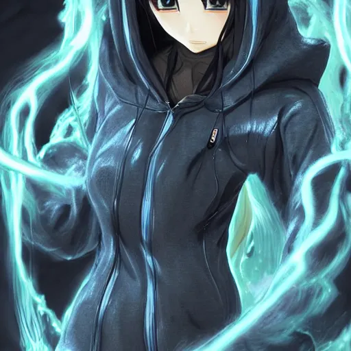 Image similar to rimuru tempest, tensei shitara slime datta ken, highly detailed, professional digital painting, concept art, extreme illustration, unreal engine 5, photorealism, hd quality, 8 k, black hoodie, cinematic, art by andy warhol, artgerm, yoshitaka amano, wataru kajika, junji ito