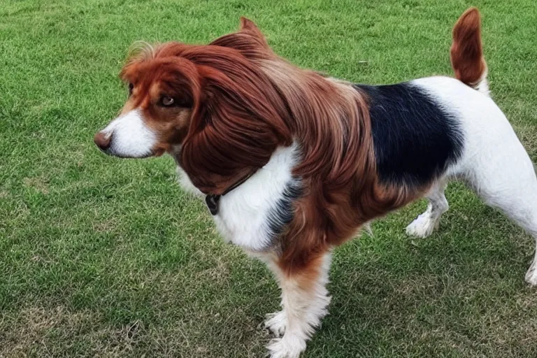 Prompt: a dog with a mullet