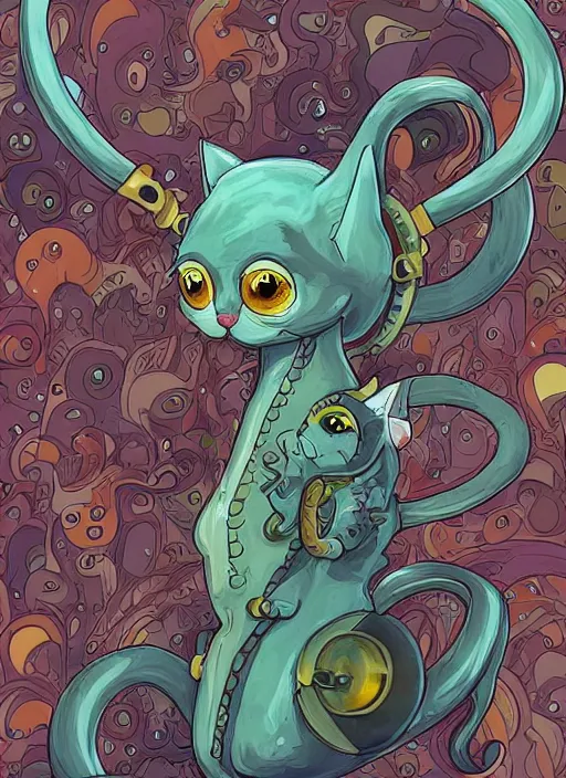 Prompt: cat seahorse fursona wearing headphones, autistic bisexual graphic designer and musician, attractive androgynous humanoid, coherent detailed character design, weirdcore voidpunk digital art by artgerm, akihiko yoshida, louis wain, wlop, noah bradley, furaffinity, cgsociety, trending on deviantart