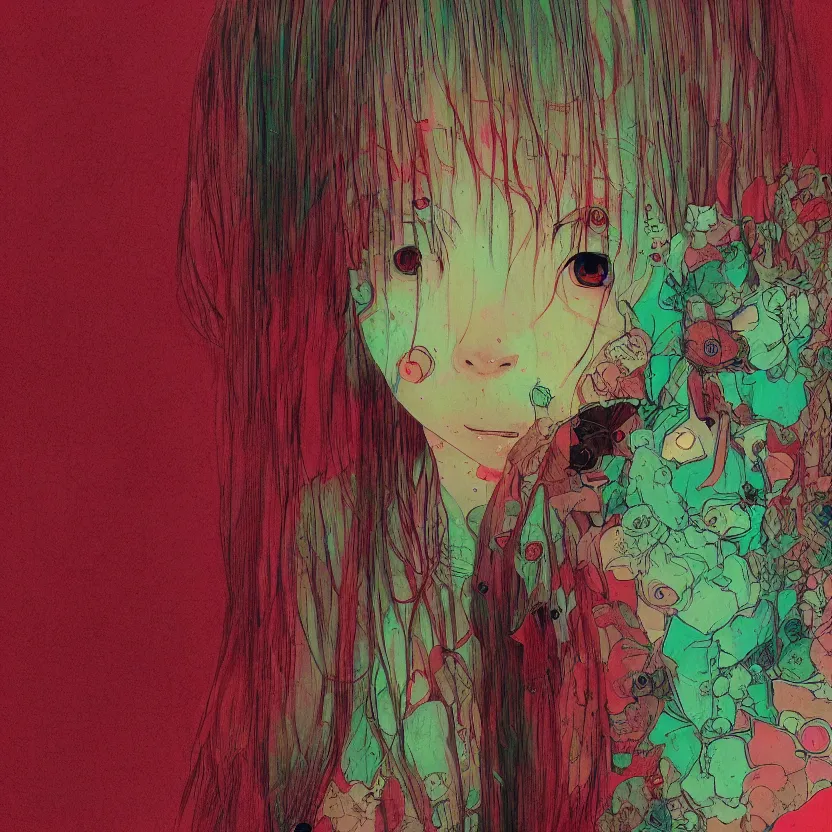 Image similar to a portrait of a girl by inio asano, beeple and james jean, hiroyuki takahashi color scheme, horror, terror