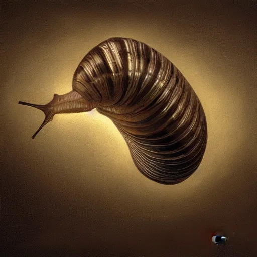 Prompt: snail with wings, oil painting, artstation, dramatic lighting, symmetry, beautiful