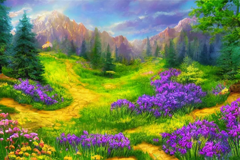 Image similar to popcorn meadows, fantasy art