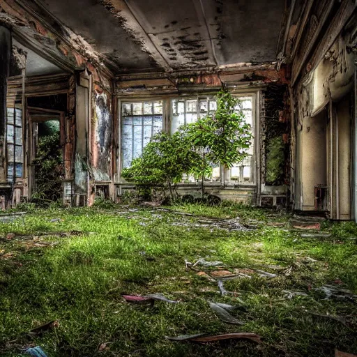 Prompt: photorealistic photograph of an abandoned dilapidated overgrown city, afternoon, bloom
