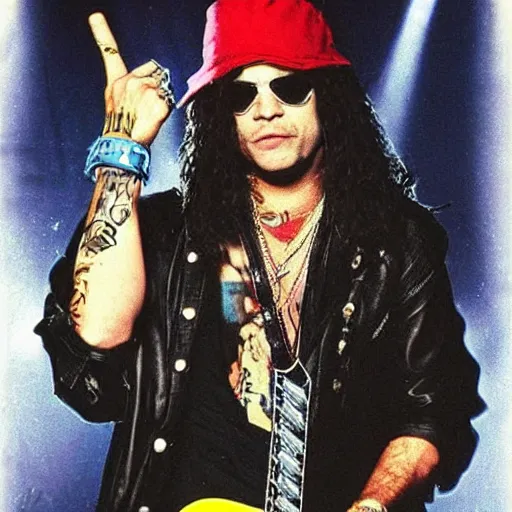 Prompt: kurt cobain as slash from guns'n'roses