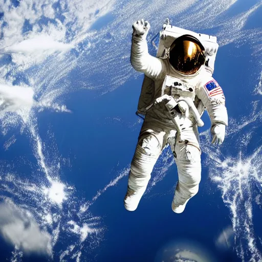 Image similar to an astronaut standing on the ISS floating above earth, breathtaking, cinematic, dramatic lighting, volumetric, cinematic composition, awe inspiring