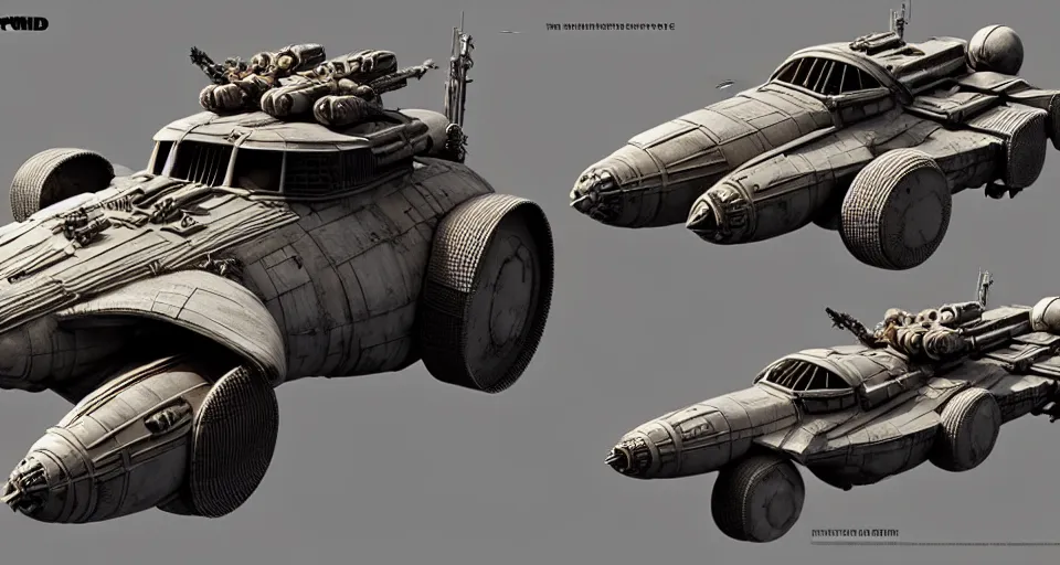 Image similar to highly detailed cinematic scifi render of 3 d sculpt of fury road spaceship, guardians of the galaxy, star wars, maschinen krieger, raphael lecoste