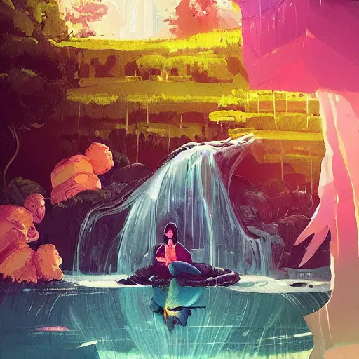 couch under a waterfall with bees ismail inceoglu, jen Stable