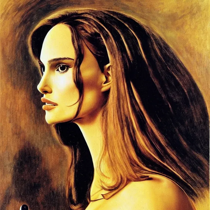 Prompt: a portrait of natalie portman by salvador dali, highly detailed