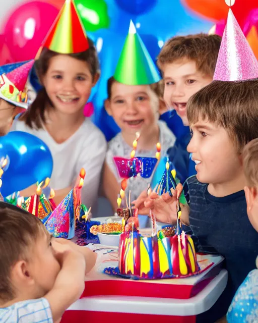 Prompt: pals have a birthday party, hyper realism, cinematic shot, fine details, 8 k, depth of field, professional photo, photorealistic, intricate complexity, extremely detailed, very sharp, award winning photo, adult real faces,