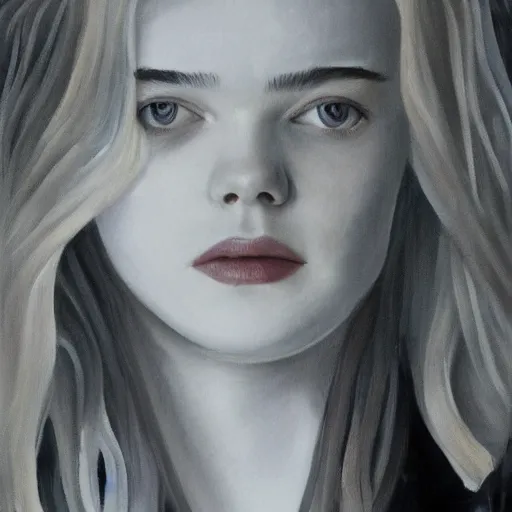 Image similar to paint of Elle Fanning by Sarah Shaw