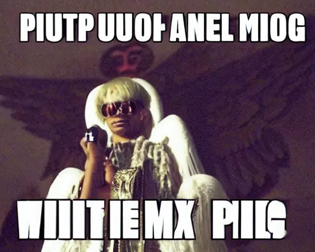 Prompt: cult worship of a angel pimp. the pimp is swagged out to the max