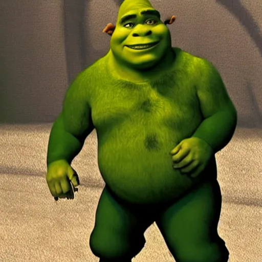 Image similar to low quality paparazzi photo of shrek