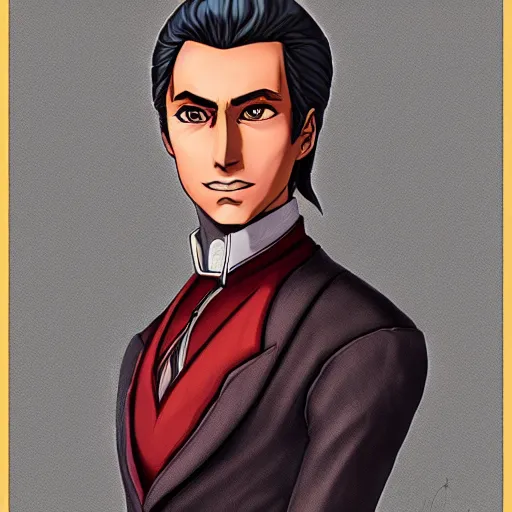 Prompt: a highly detailed portrait of miles edgeworth as a character from league of legends