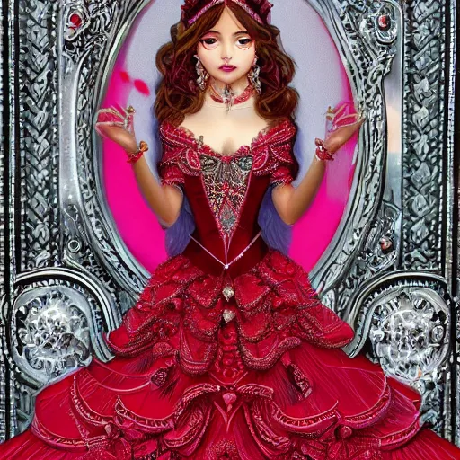 Prompt: princess of ruby, gorgeous, ornate, intricate, detailed, stunning, masterpiece, 4 k