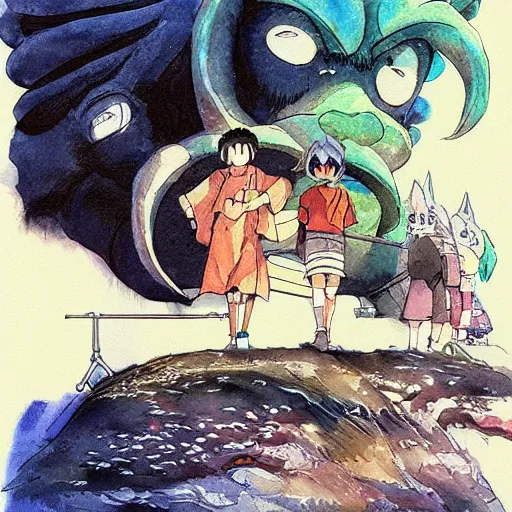 Prompt: studio ghibli, hayao miyazaki, concept art, water color illustration