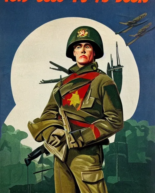 Image similar to communist propaganda poster of an australian shepherd soldier, soviet art