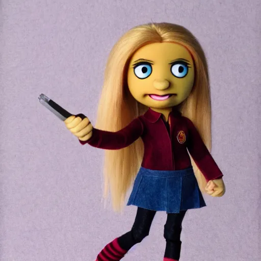 Image similar to buffy the vampire slayer as a muppet. highly detailed felt. hyper real photo. 4 k.