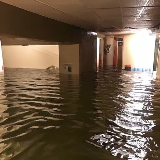 Image similar to a flooded basement hallway. the ceiling is flooded. craiglist photo.