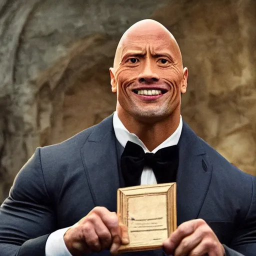 Image similar to dwayne johnson as harry potter, full body shot, highly - detailed, sharp focus, award - winning