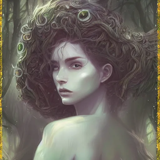 Image similar to A very detailed large tree ent creature protecting the forest, Charlie Bowater art style, digital fantasy portrait