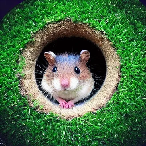 Image similar to “ little hamster in a hole in a golf terrain ”