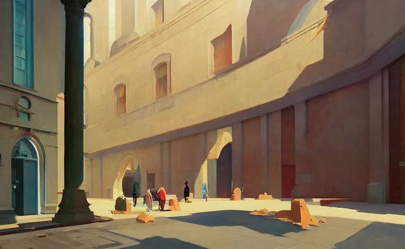 Prompt: inside a time machine portal to the church, very coherent, painted by Edward Hopper, Wayne Barlowe, painted by James Gilleard, airbrush, art by JamesJean