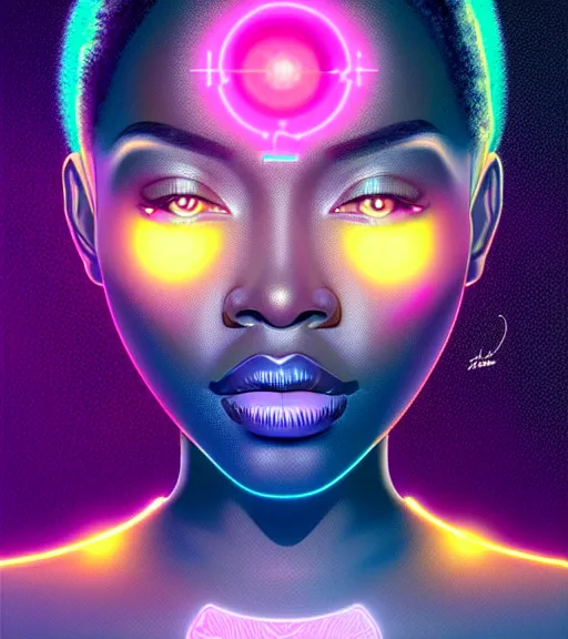 Image similar to symmetry!! african princess of technology, solid cube of light, hard edges, product render retro - futuristic poster scifi, lasers and neon circuits, beautiful dark skin african princess, intricate, elegant, highly detailed, digital painting, artstation, concept art, smooth, sharp focus, illustration, dreamlike, art by artgerm