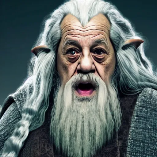 Image similar to danny devito starring as gandalf the white in the 2 0 2 4 lord of the rings movie, full body, hyper realistic, high quality, wide angle, always sunny in philadelphia