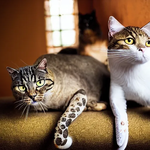 Prompt: an octopus and a cat sitting together, professional photography