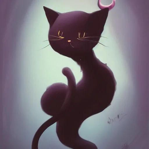 Image similar to a cat, in the style of peter mohrbacher and salvador dali