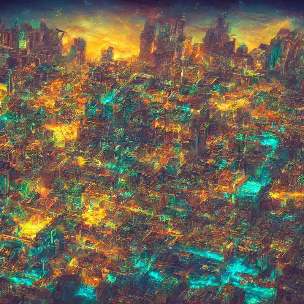 Image similar to ancient city, retrowave epic art, trending on art station