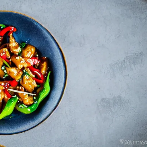 Image similar to anonymous eating dinner of thai sweet and sour pork stirfry, epic award - winning professional food photography