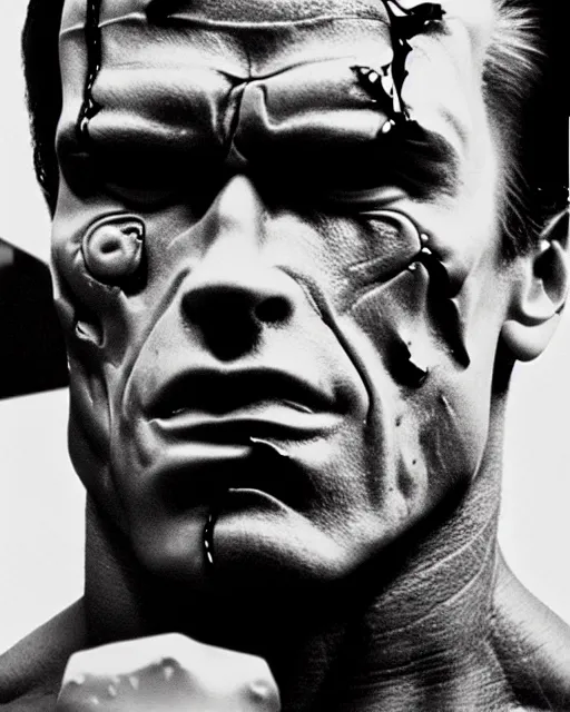 Image similar to arnold schwarzenegger as a damaged terminator