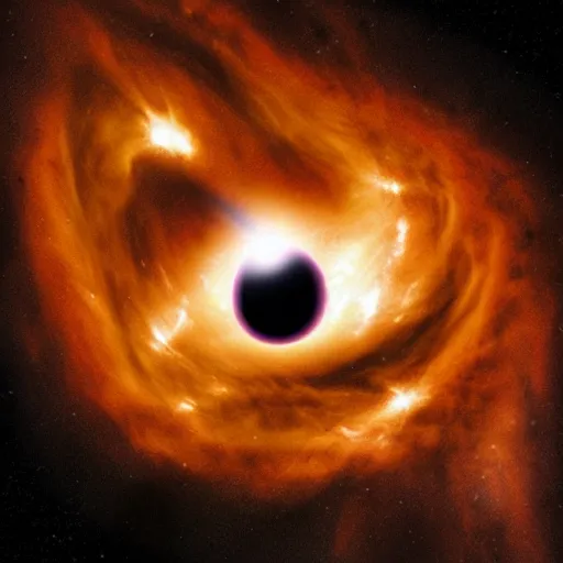 Image similar to “ a photorealistic picture of a black hole taken by the hubble telescope ”