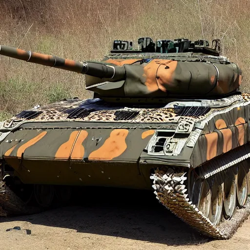 Image similar to photo of leopard tank with cheetah camouflage