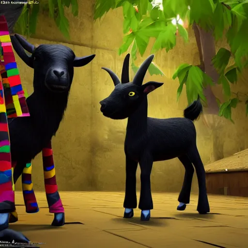 Image similar to a black goat in viva pinata, screenshot, xbox 3 6 0, 3 d art, cgstation