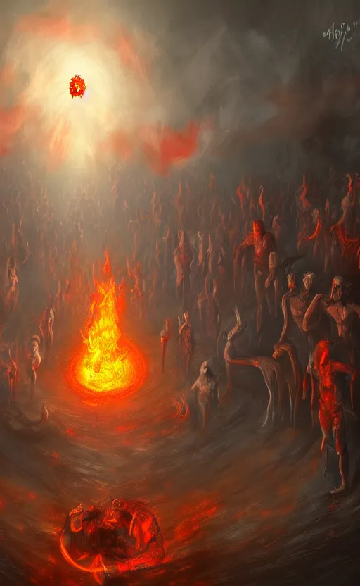 Prompt: Meeting God in Hell, digital art, trending on art station