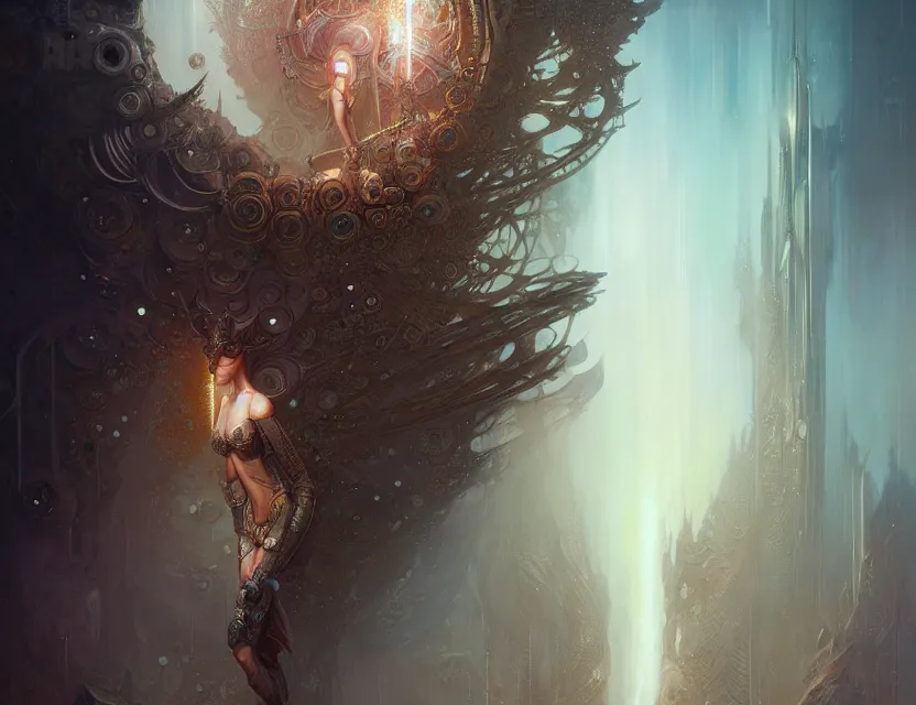 Image similar to inside a fractal of eyes fantasy character portrait, ultra realistic, wide angle, intricate details, blade runner artifacts, highly detailed by peter mohrbacher, boris vallejo, hajime sorayama aaron horkey, gaston bussiere, craig mullins