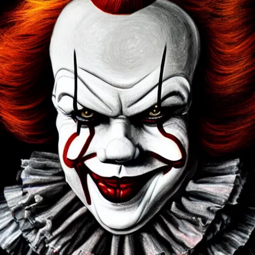 Image similar to portrait of pennywise mixed with batman by aalto alvar